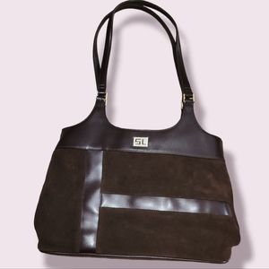 Susan Luci Shoulder Bag Excellent Condition Brown Suede/Leather Feel